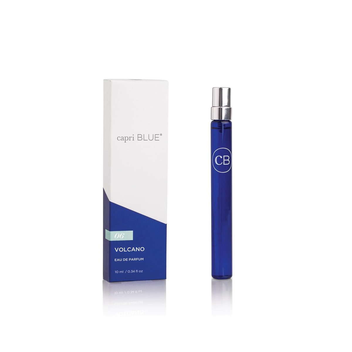 Capri Blue Volcano bottle closeup highlights vibrant citrus notes for a refreshing daytime scent.