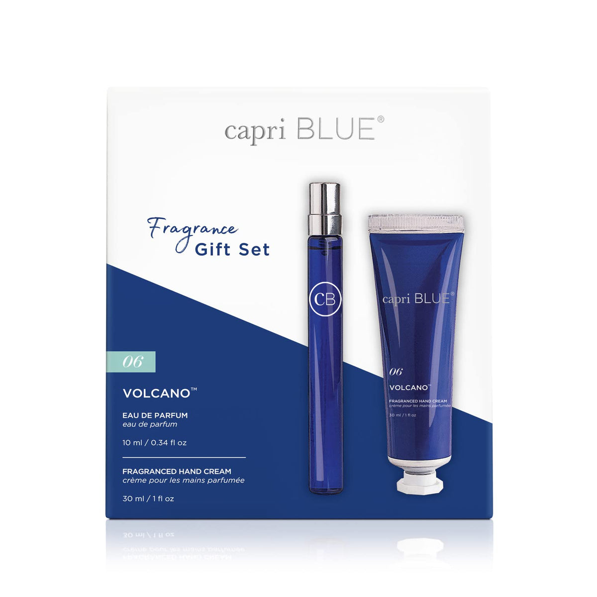 Capri Blue Volcano EDP bottle shows vibrant notes for a refreshing mood boost.