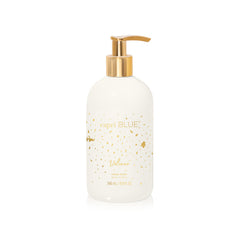 Capri Blue Volcano hand wash bottle with gold detailing enhances premium kitchen or bathroom decor.