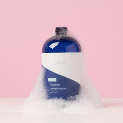 Capri Blue Volcano liquid soap lather highlighting moisturizing foam.