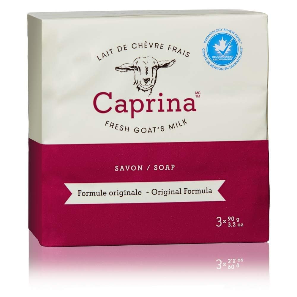 Caprina by Canus Fresh Goat's Milk Soap Original packaging with three bars for everyday moisturizing.