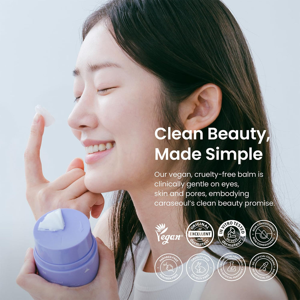 Caraseoul derma-tested, skin- and eye-tolerant, vegan and fragrance-free formula.
