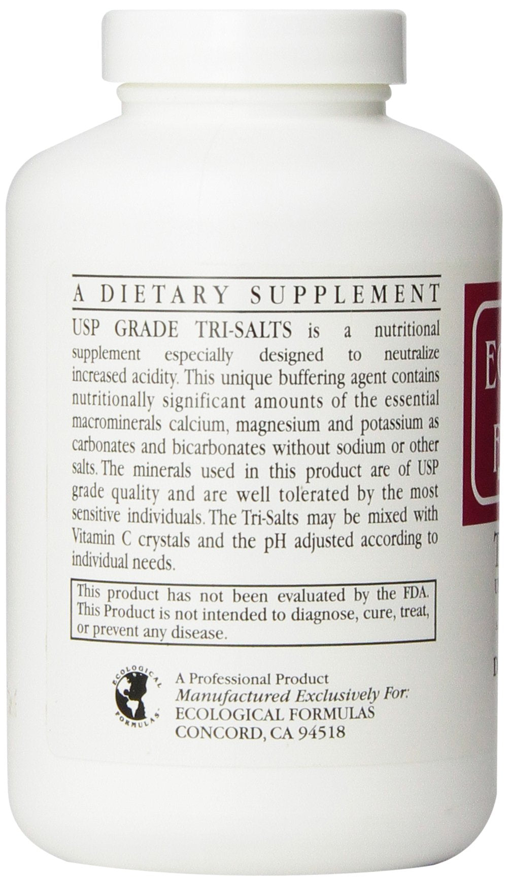 Cardiovascular Research Ecological Formulas Tri-Salts bottle close-up — reagent-grade quality at a glance.