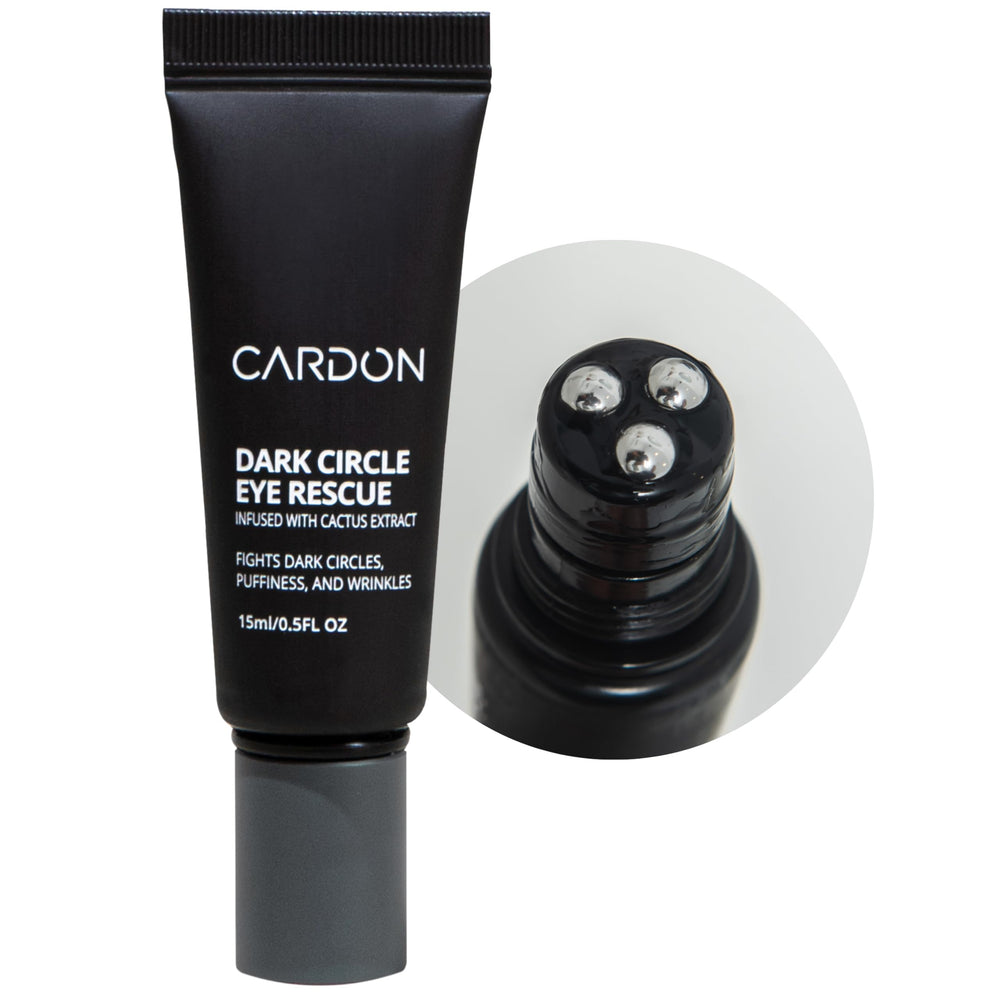 Cardon dark circle roller closeup showing precise application for puffy eyes