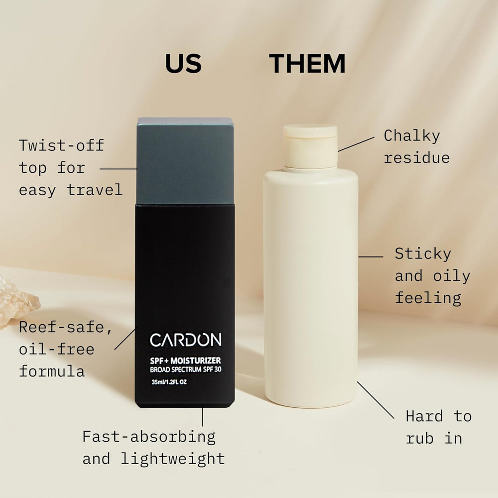 Cardon men's skin-care routine in use illustrates simple, one-step protection.