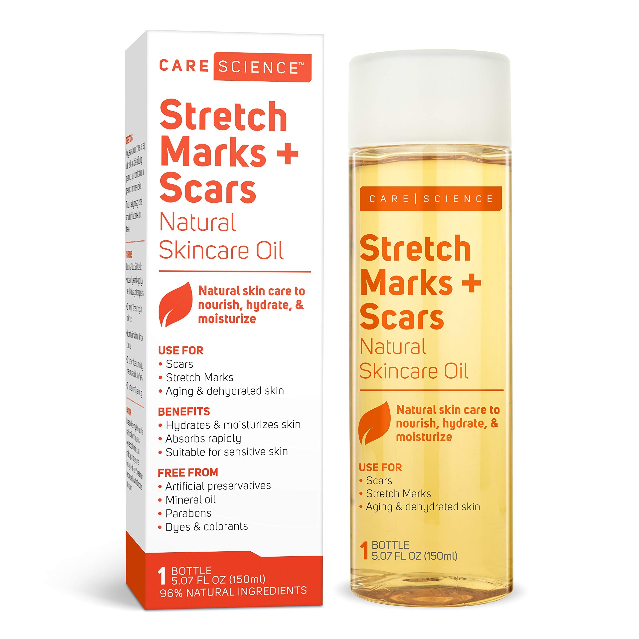 Care Science body oil serum with stretch-mark focus for quick hydration and smoother skin