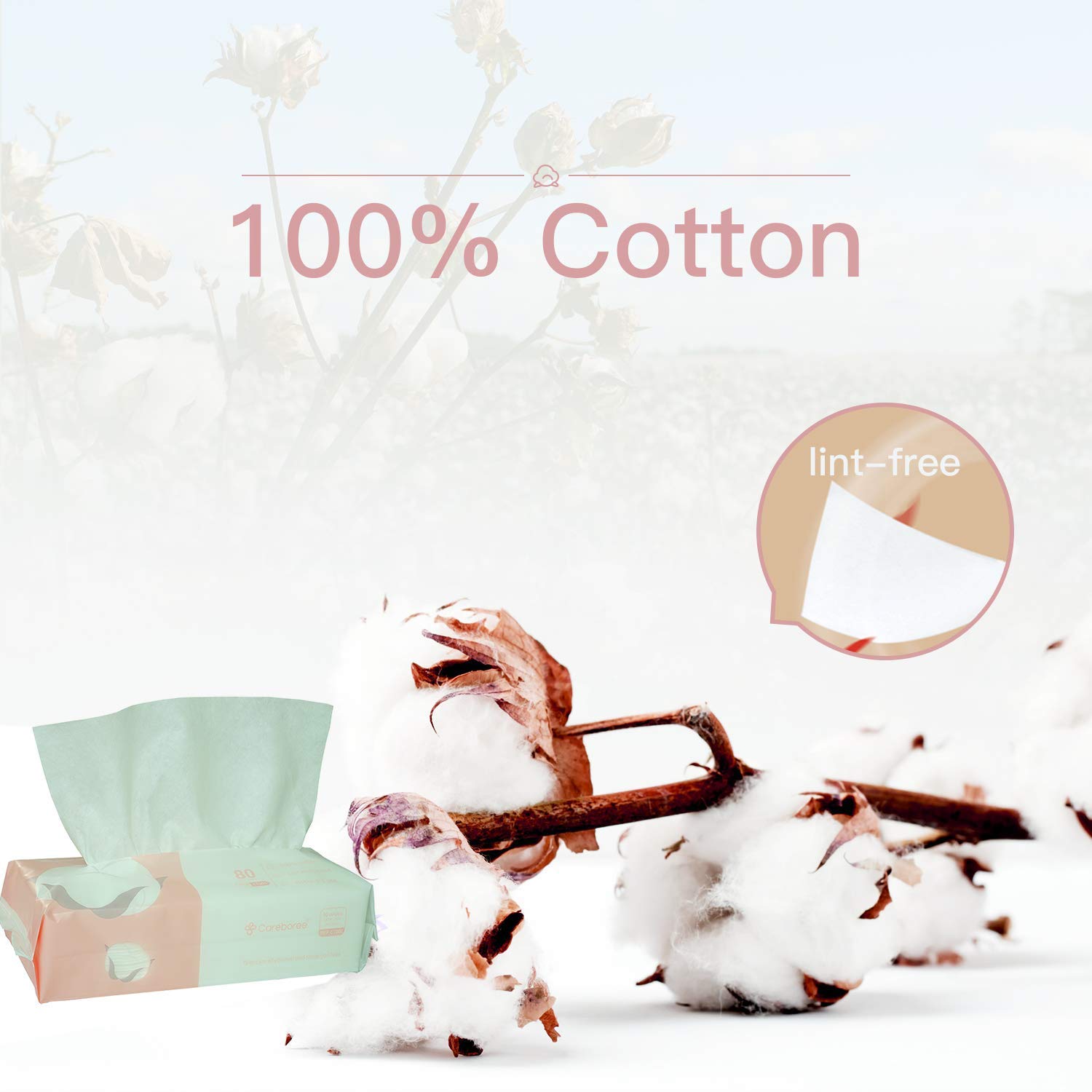 Careboree 100 cotton dry towel closeup highlighting soft lint-free skin contact
