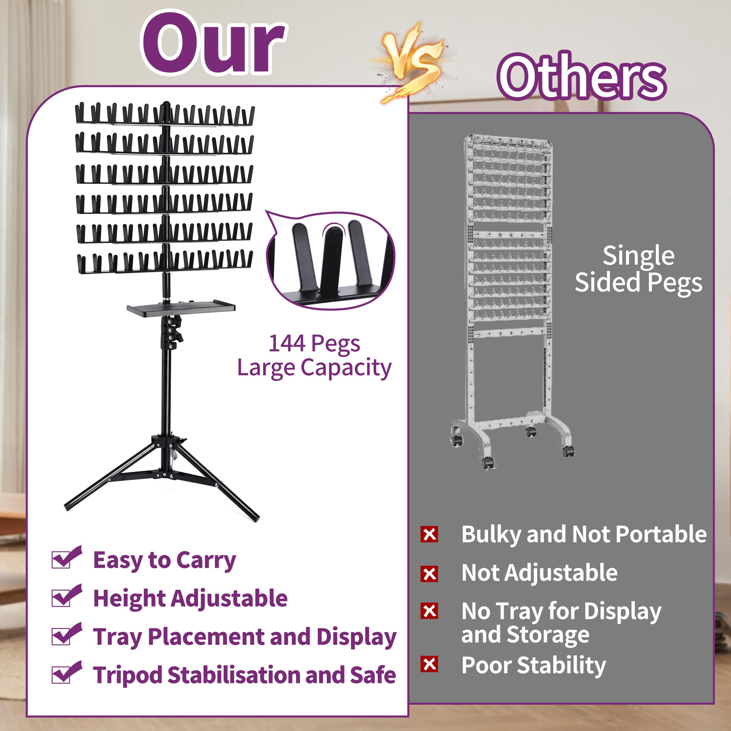 CAREFREE FINDS braiding rack height adjustable to 54 inches for versatile setups.