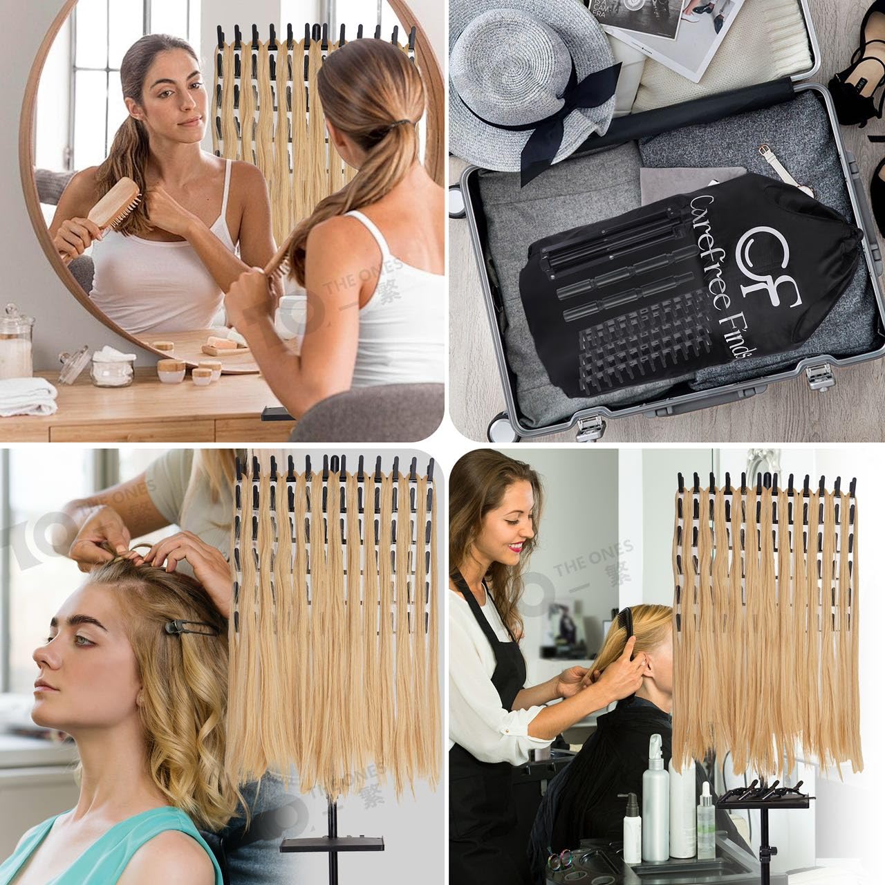 CAREFREE FINDS braiding rack with storage bag for portable styling on the go.