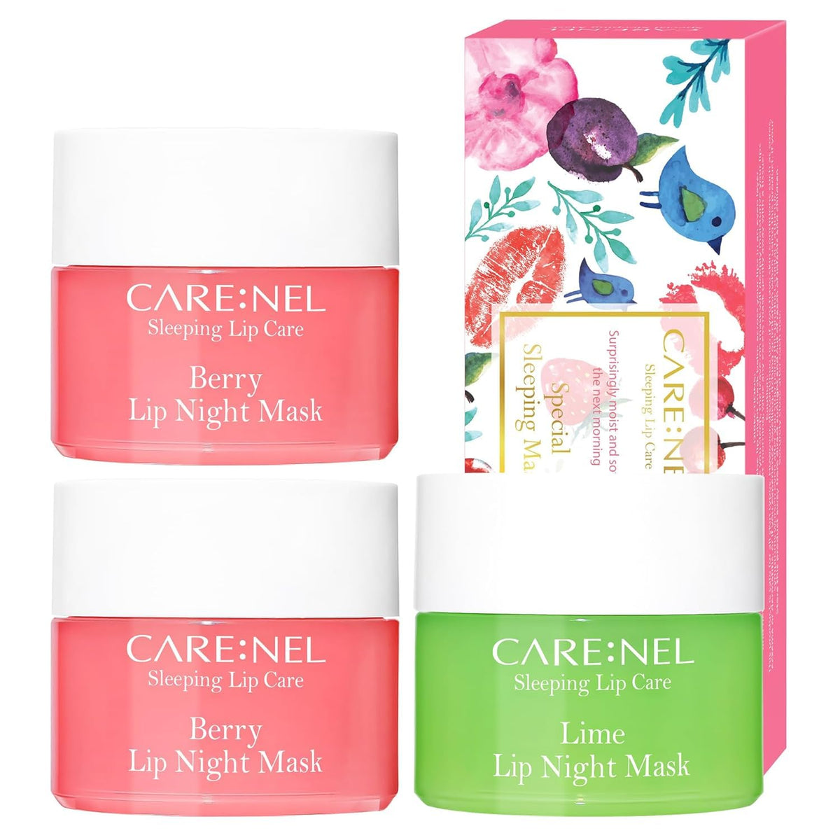 CARE:NEL Lip Sleeping Mask 5g three-pack packaging showcasing compact overnight hydration.