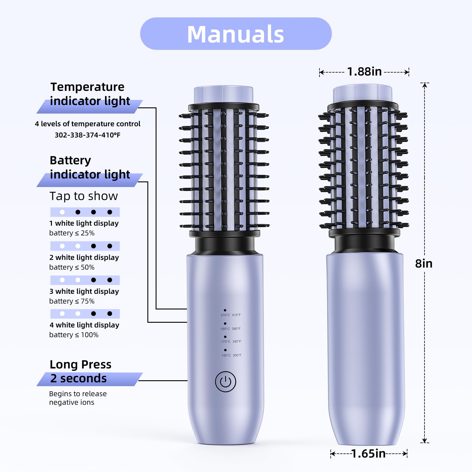 CARESKY cordless curling iron brush includes 8-minute auto-shutoff for safety