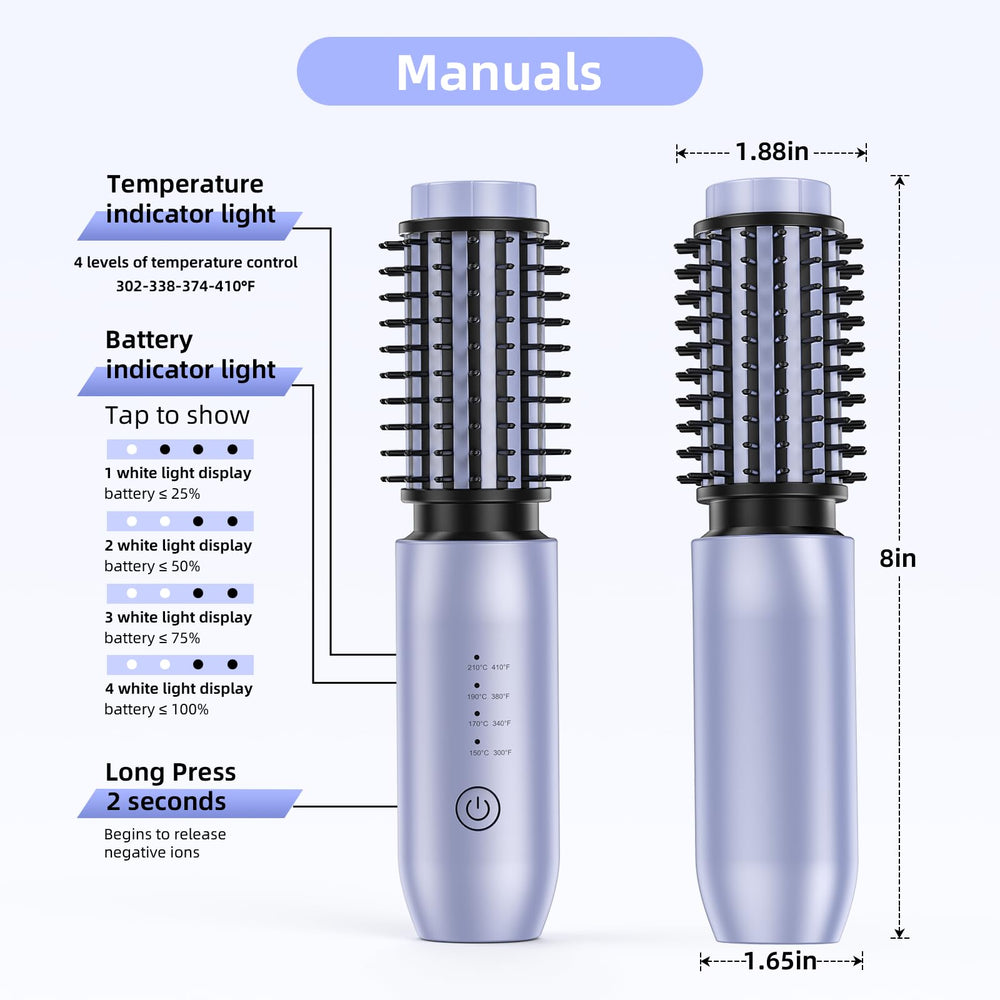 CARESKY cordless curling iron brush includes 8-minute auto-shutoff for safety