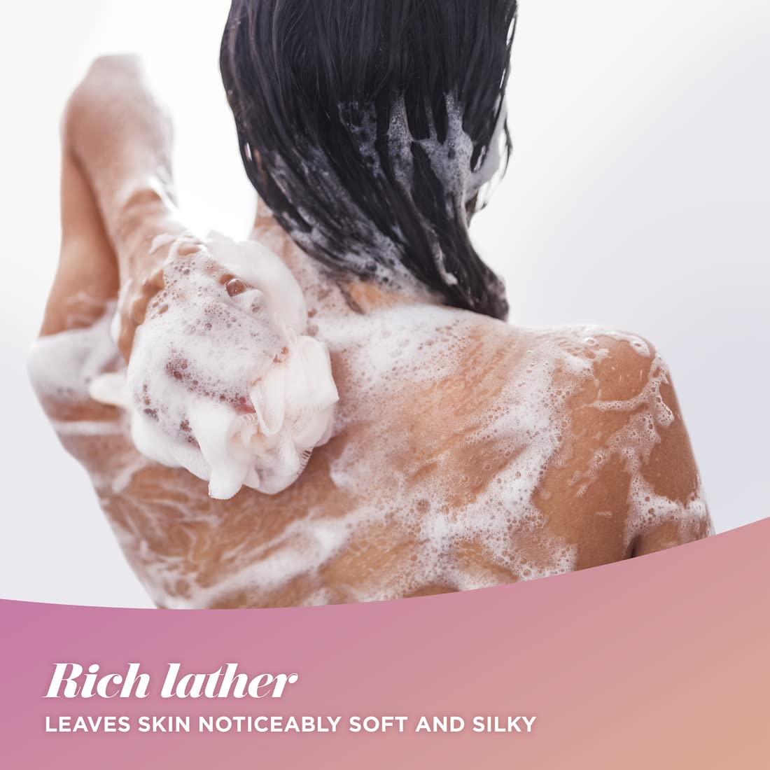 Caress Daily Silk white peach and orange blossom scent detail.