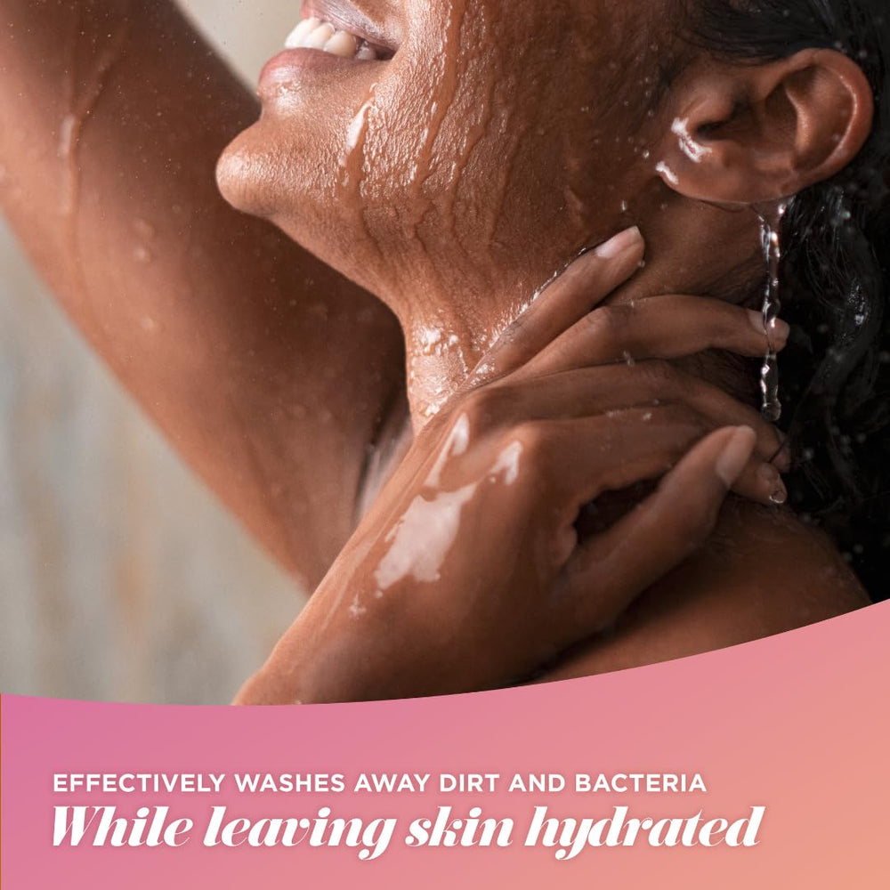 Caress creamy lather close-up demonstrates luxurious, hydrating shower experience.