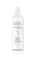Carina Organics Unscented Leave-In Conditioner hair-use scene showing smooth detangling and shine.