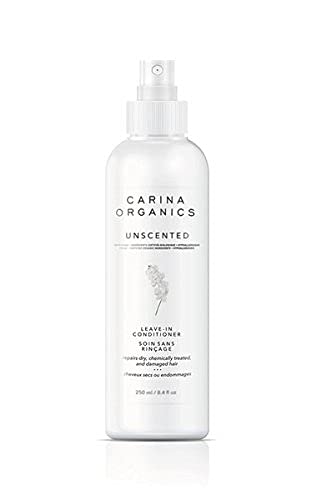 Carina Organics Unscented Leave-In Conditioner texture close-up highlighting creamy hydration for detangling.