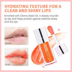 Carlos-CCC Hydrating Lip Glow Oil color swatches display natural shade options.