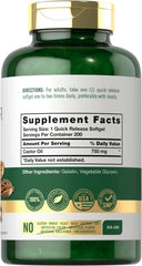 Carlyle Castor Oil softgels close-up illustrates easy daily intake and quick-release benefits.