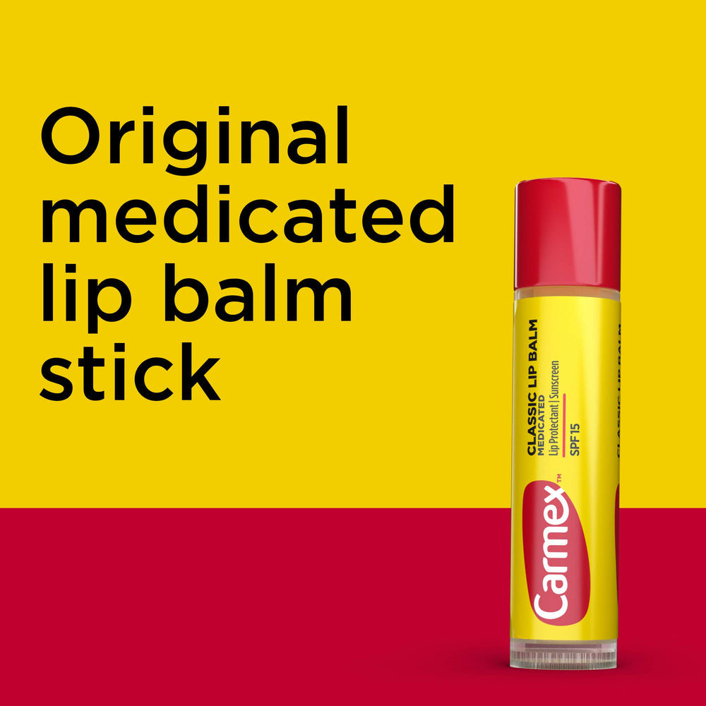 Carmex Classic Medicated Lip Balm Sticks cocoa butter base for deep hydration
