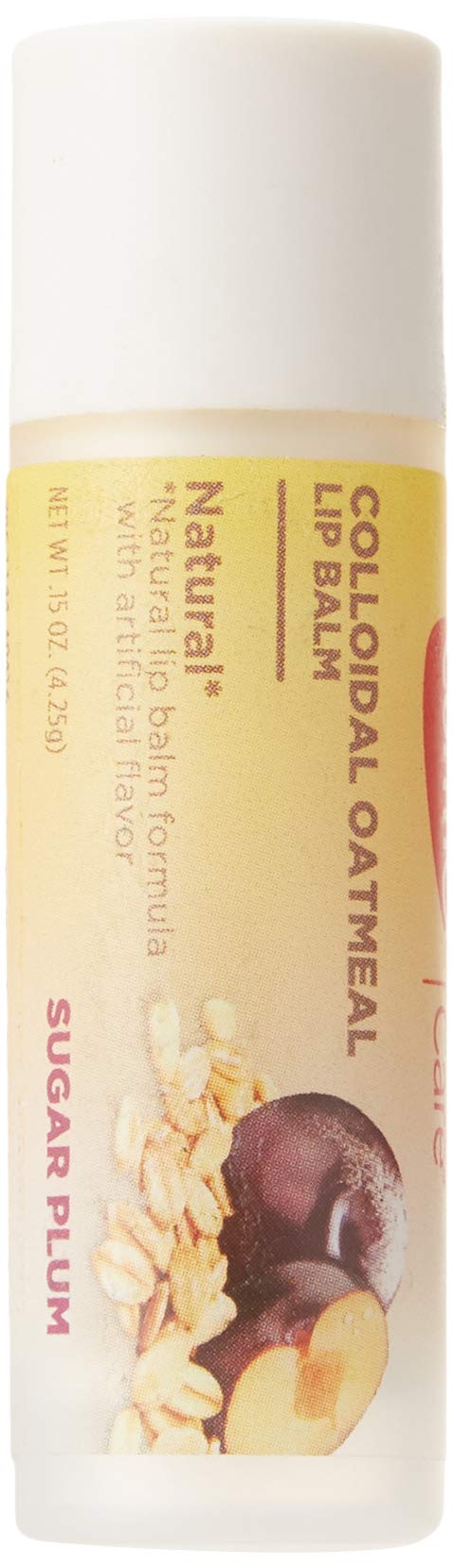 Carmex Comfort Care Colloidal Oatmeal Lip Balm Sugar Plum on lips, smooth application and fragrance