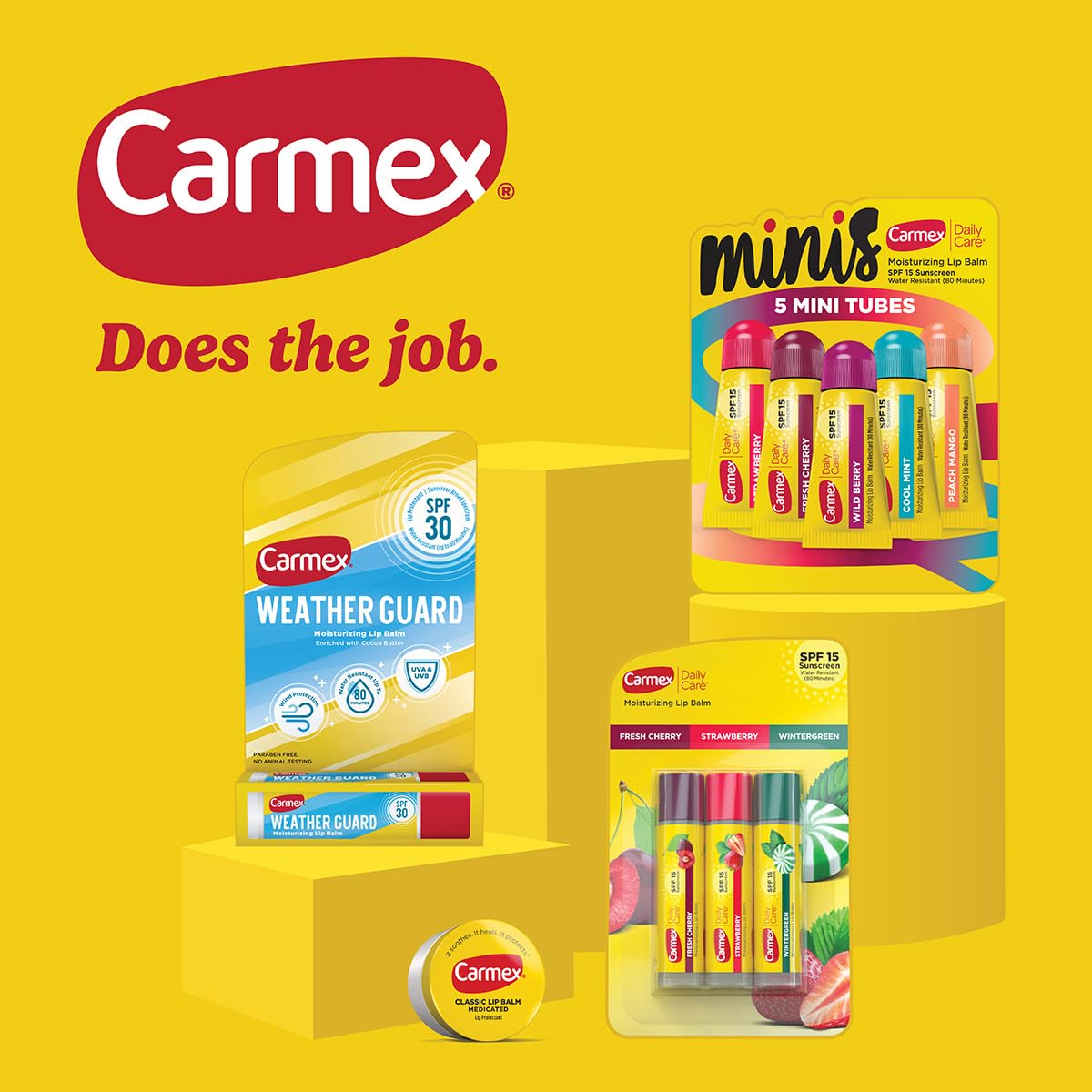 Carmex Daily Care mini cool mint SPF15 lip balm with refreshing coolness.