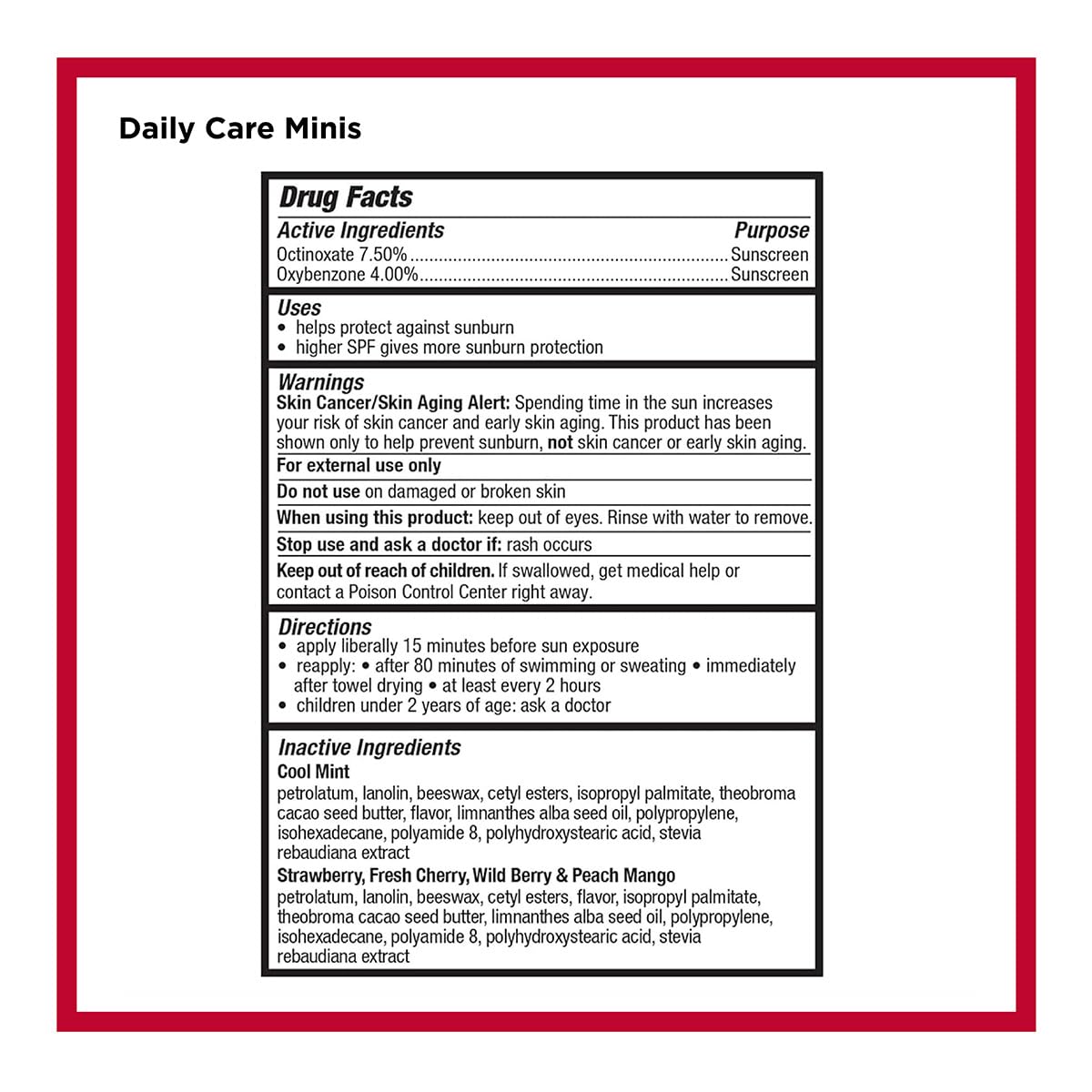 Carmex Daily Care mini wild berry SPF15 lip balm for bold flavor.