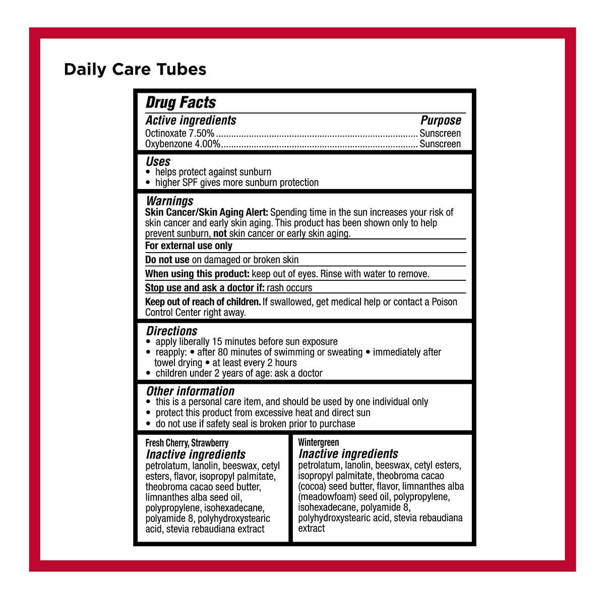 Carmex Daily Care Minis back view showing compact travel-friendly design.