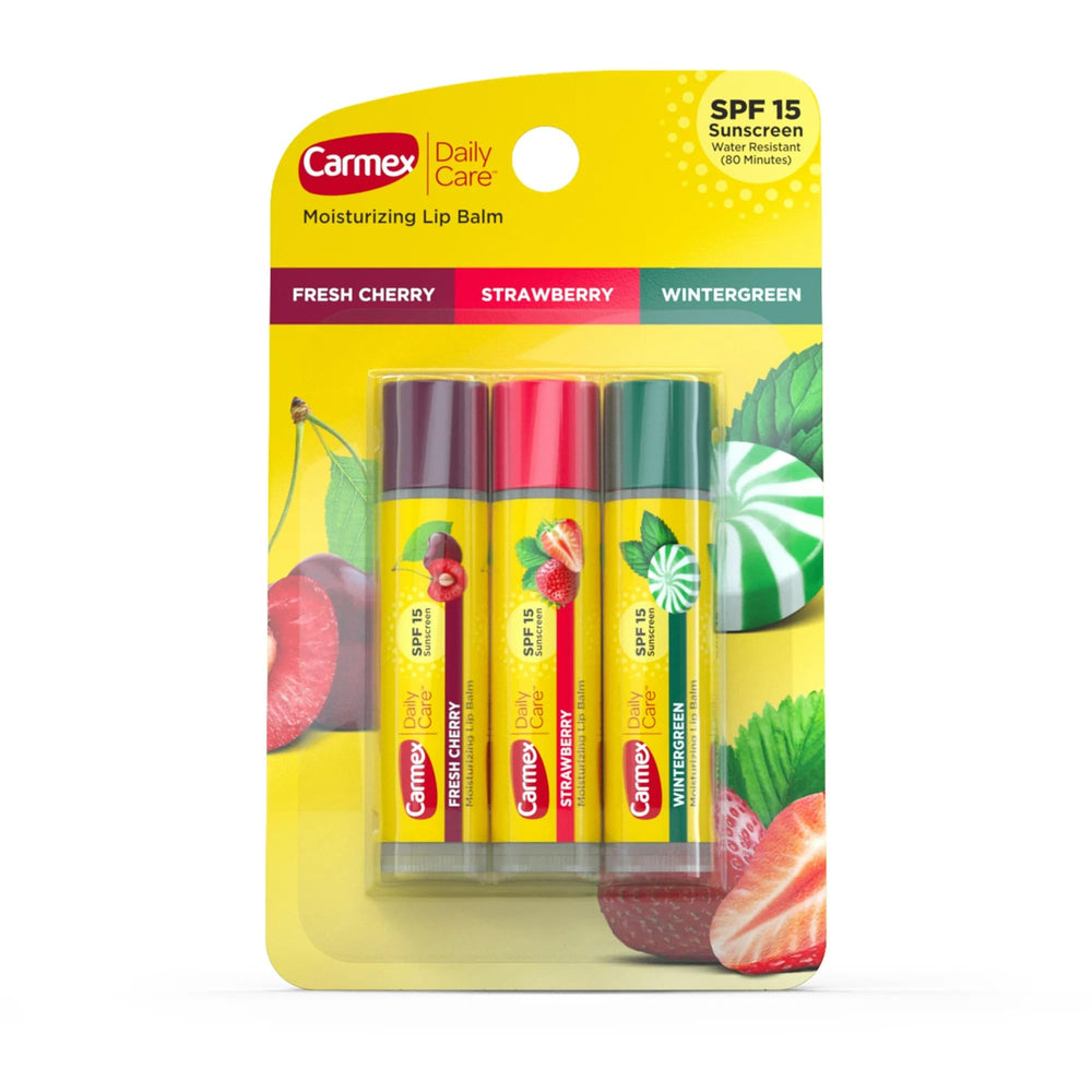 Carmex Daily Care SPF15 Variety Pack two-pack box for on-the-go lip protection