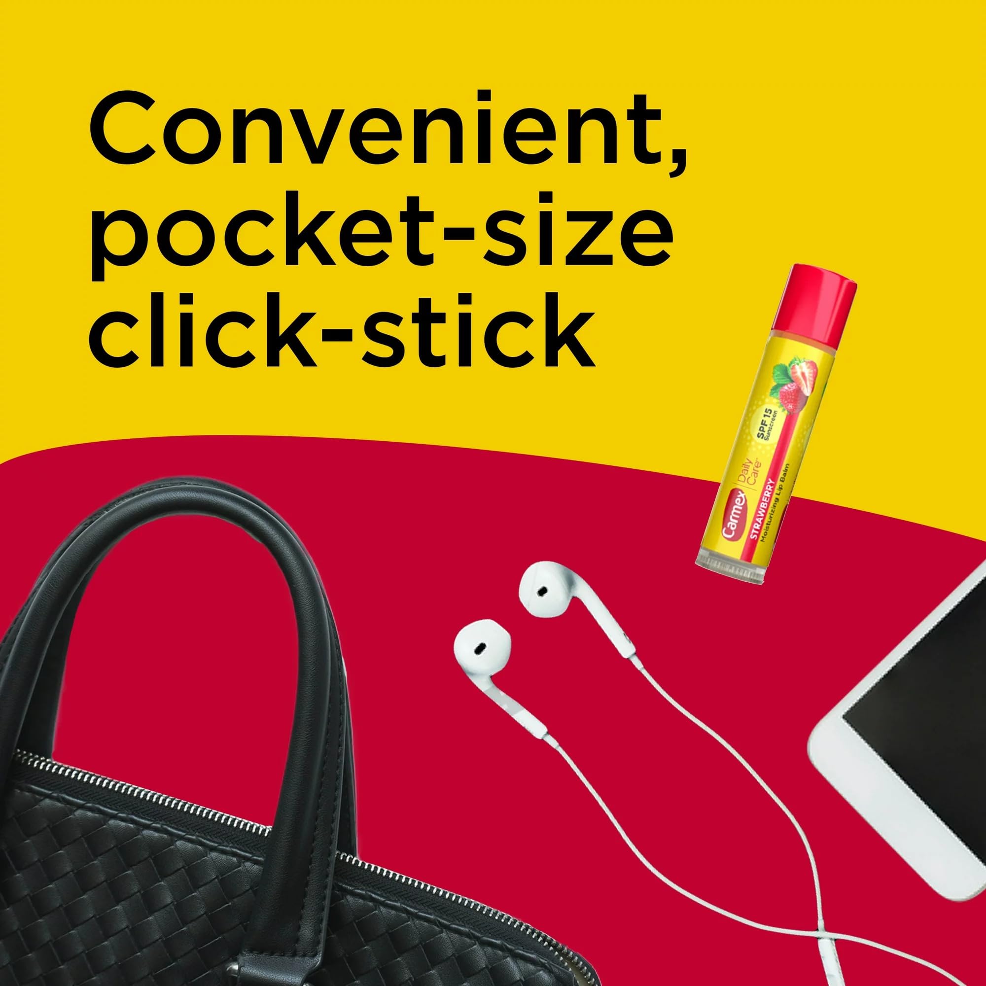 Carmex Lip Balm Original smooth lip finish after application.