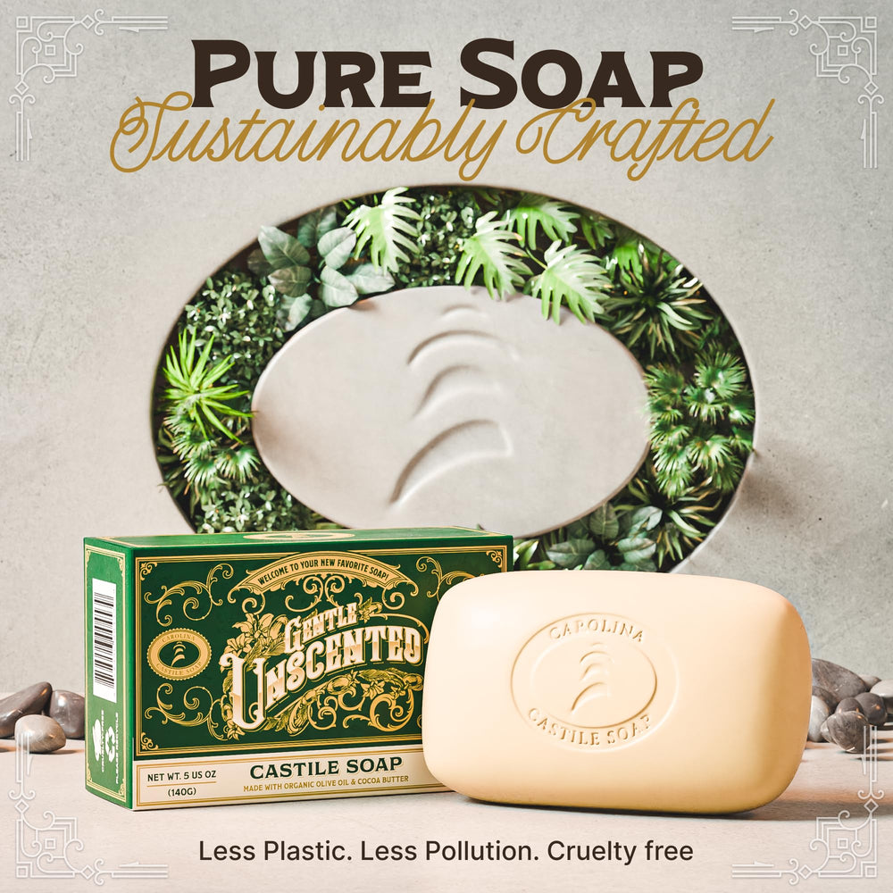 Carolina Castile soap with organic cocoa butter and olive oil ingredients