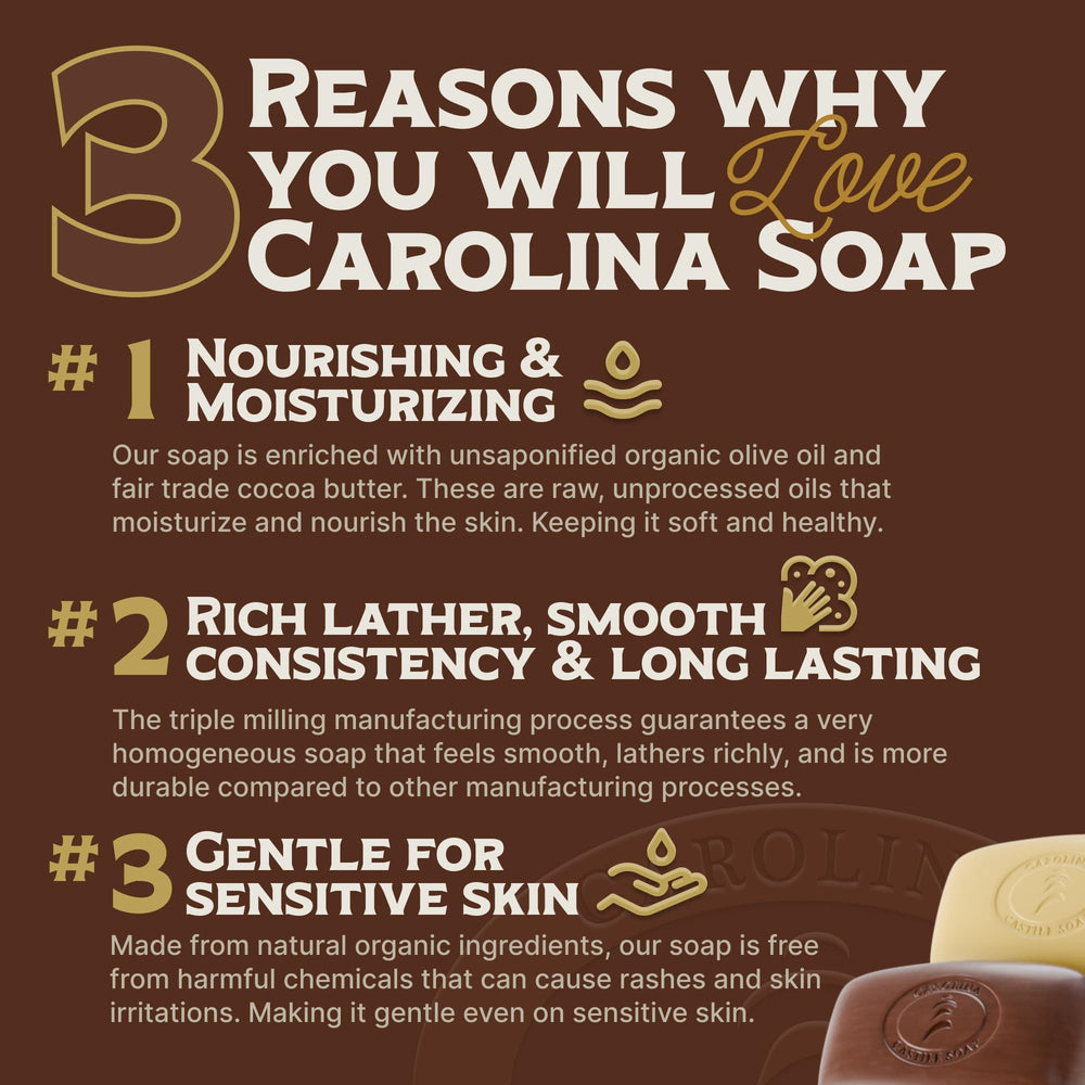 Carolina Castile Soap Tobacco Vanilla Bar offers indulgent cozy fragrance during bath
