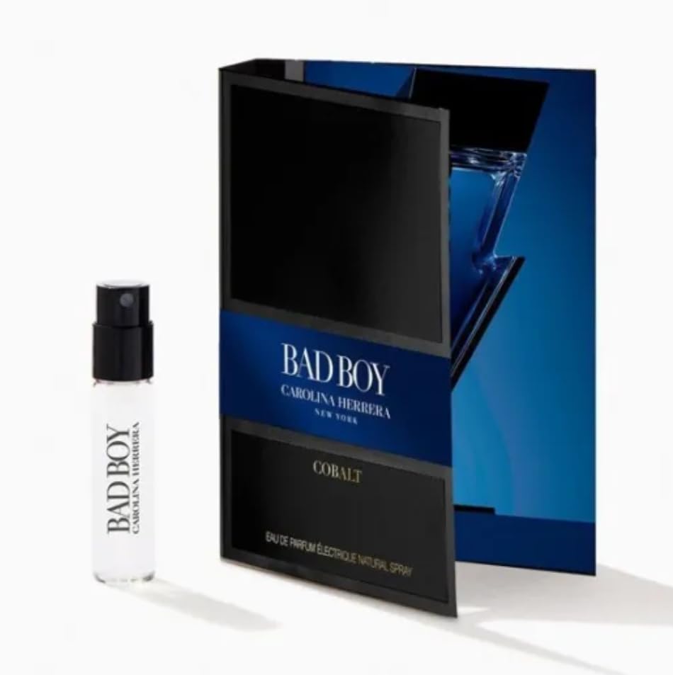 Carolina Herrera Bad Boy Cobalt vial spray bottle for travel and on the go fragrance