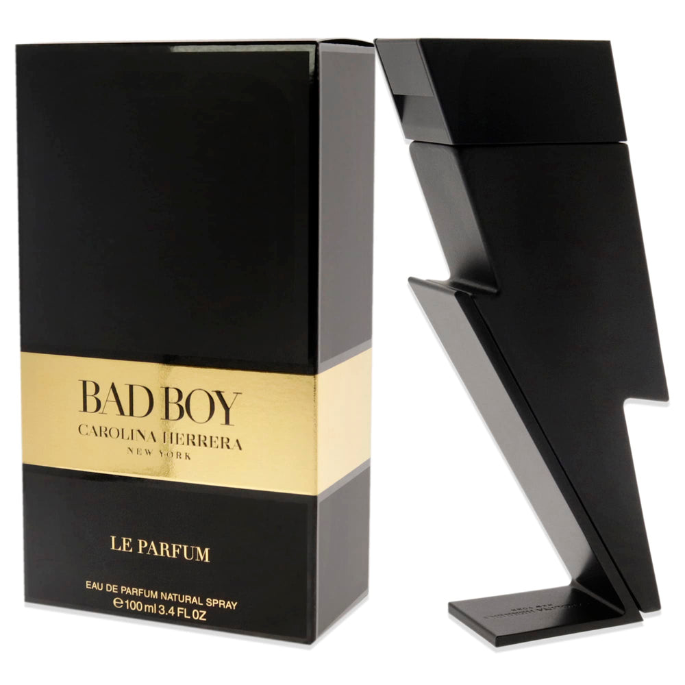 Carolina Herrera Bad Boy Le Parfum cap and detailing reinforce a refined masculine vibe.