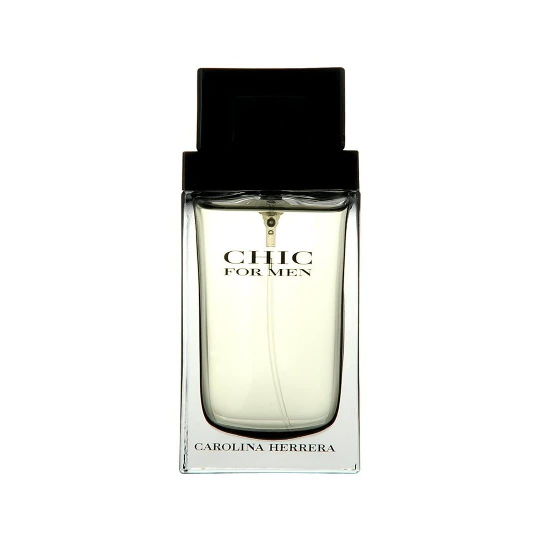 Carolina Herrera CHIC EDT 3.4 oz bottle-front highlights leathery wood allure for confident evenings.