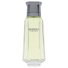 Carolina Herrera Eau de Toilette bottle close-up showing silver cap for a masculine scent.