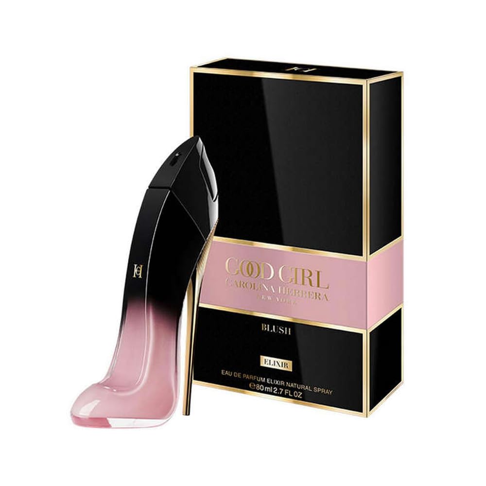 Carolina Herrera Good Girl Blush Elixir bottle with a refined pour for evening elegance.