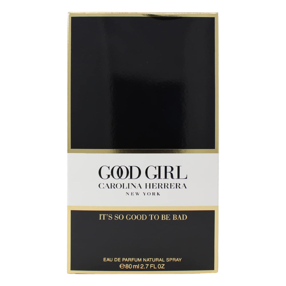 Carolina Herrera Good Girl bottle angled shot for day-to-night elegance.