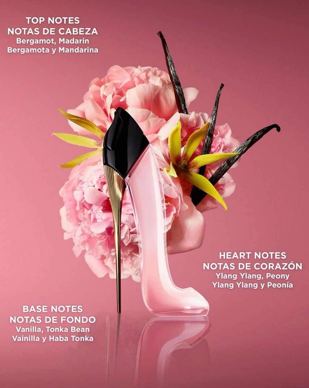 Carolina Herrera Good Girl bottle close-up, elegant silhouette for dressing-table display.