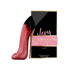 Carolina Herrera Very Good Girl Glam bottle close-up highlighting a sparkling cherry fragrance for daytime wear