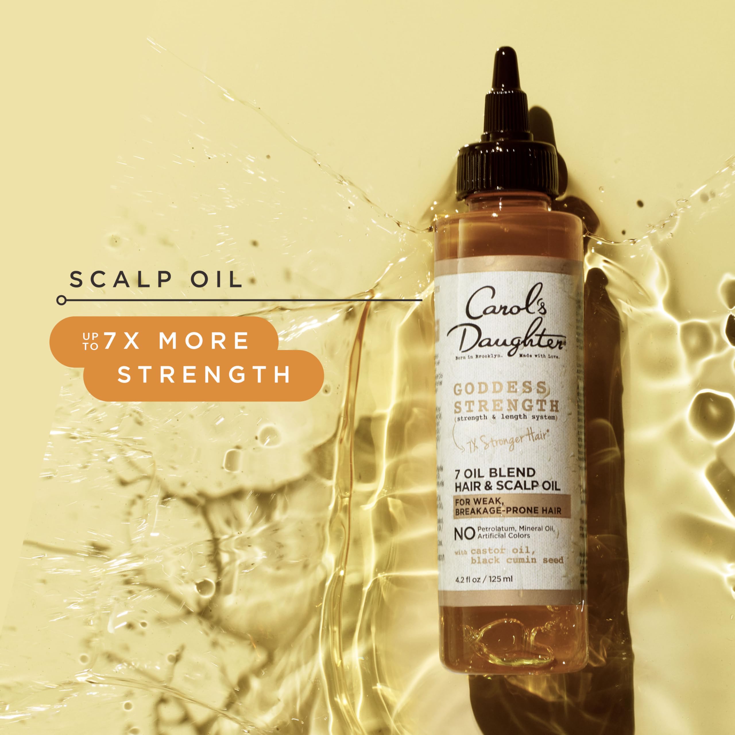 Goddess Strength oil with tip applicator for targeted scalp hydration.