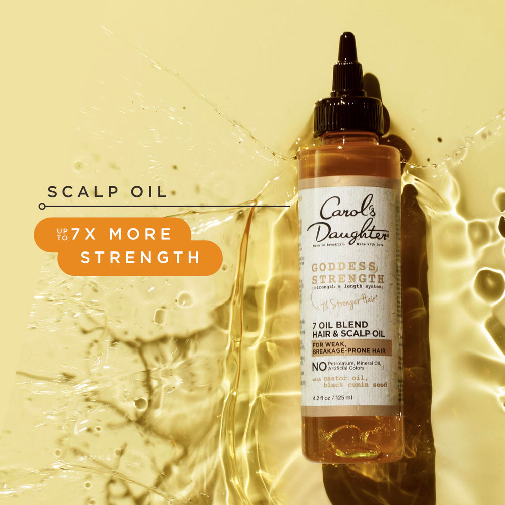 Goddess Strength oil with tip applicator for targeted scalp hydration.