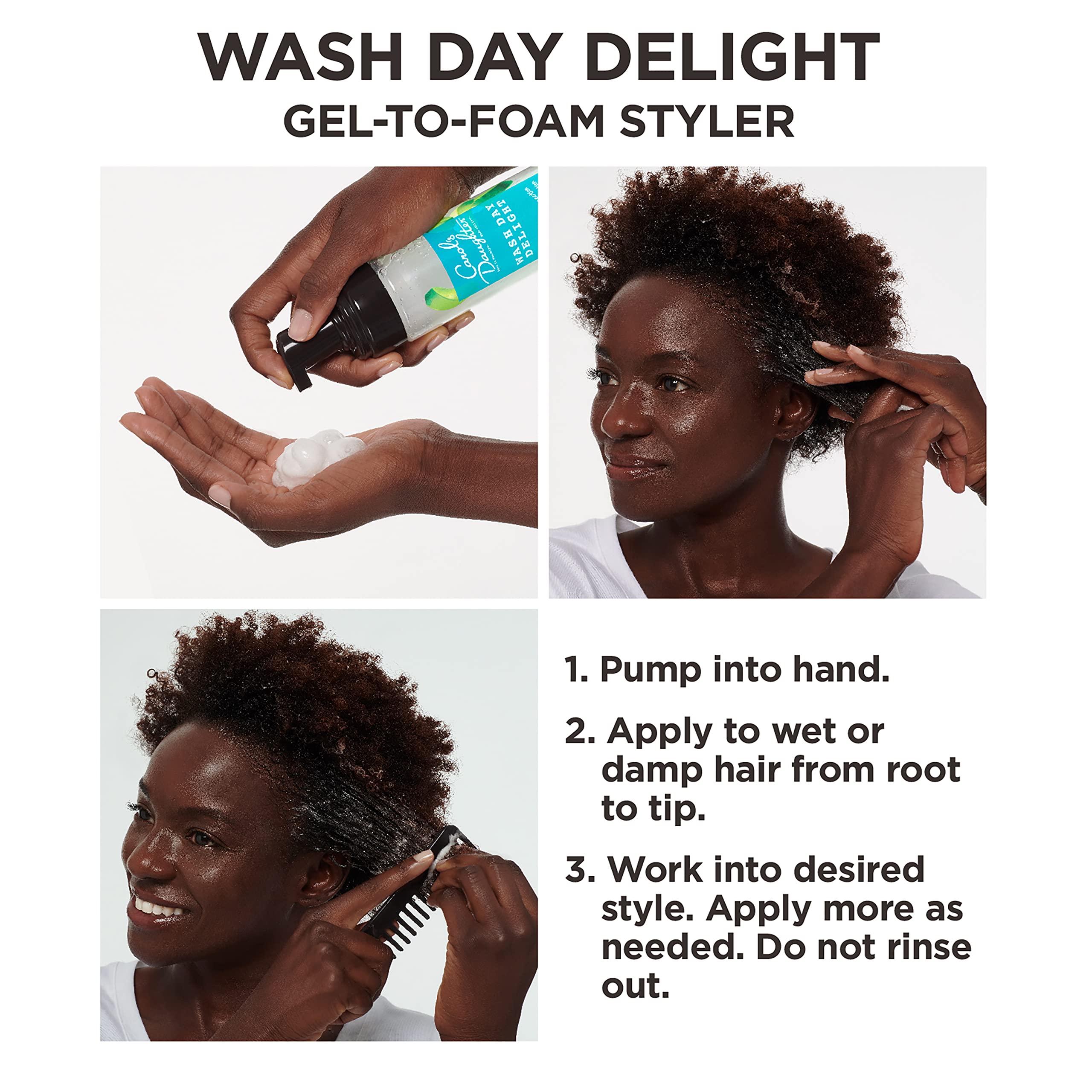 Wet hair application with Aloe and glycerin slip in Wash Day Delight