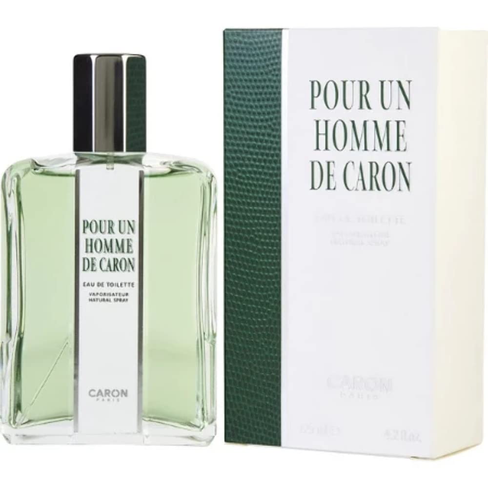 Caron Paris Pour Un Homme EDT notes closeup highlighting lavender and vanilla for versatile scent.