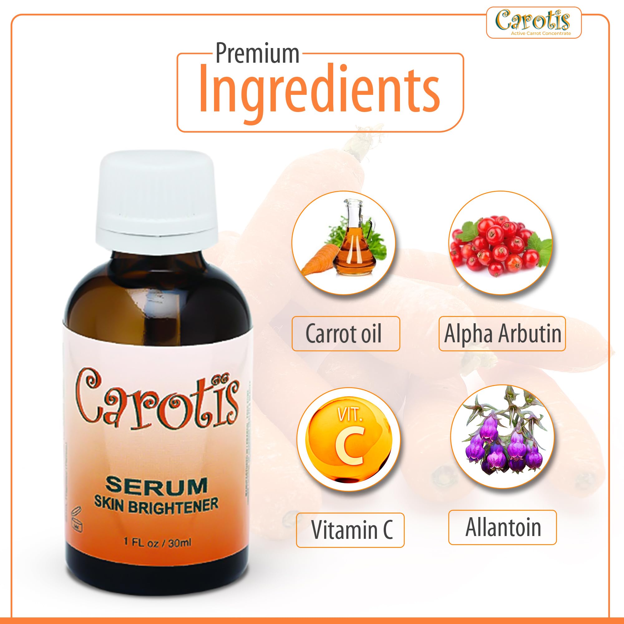 CAROTÏS Brightening Serum dropper closeup for precise spot treatment.