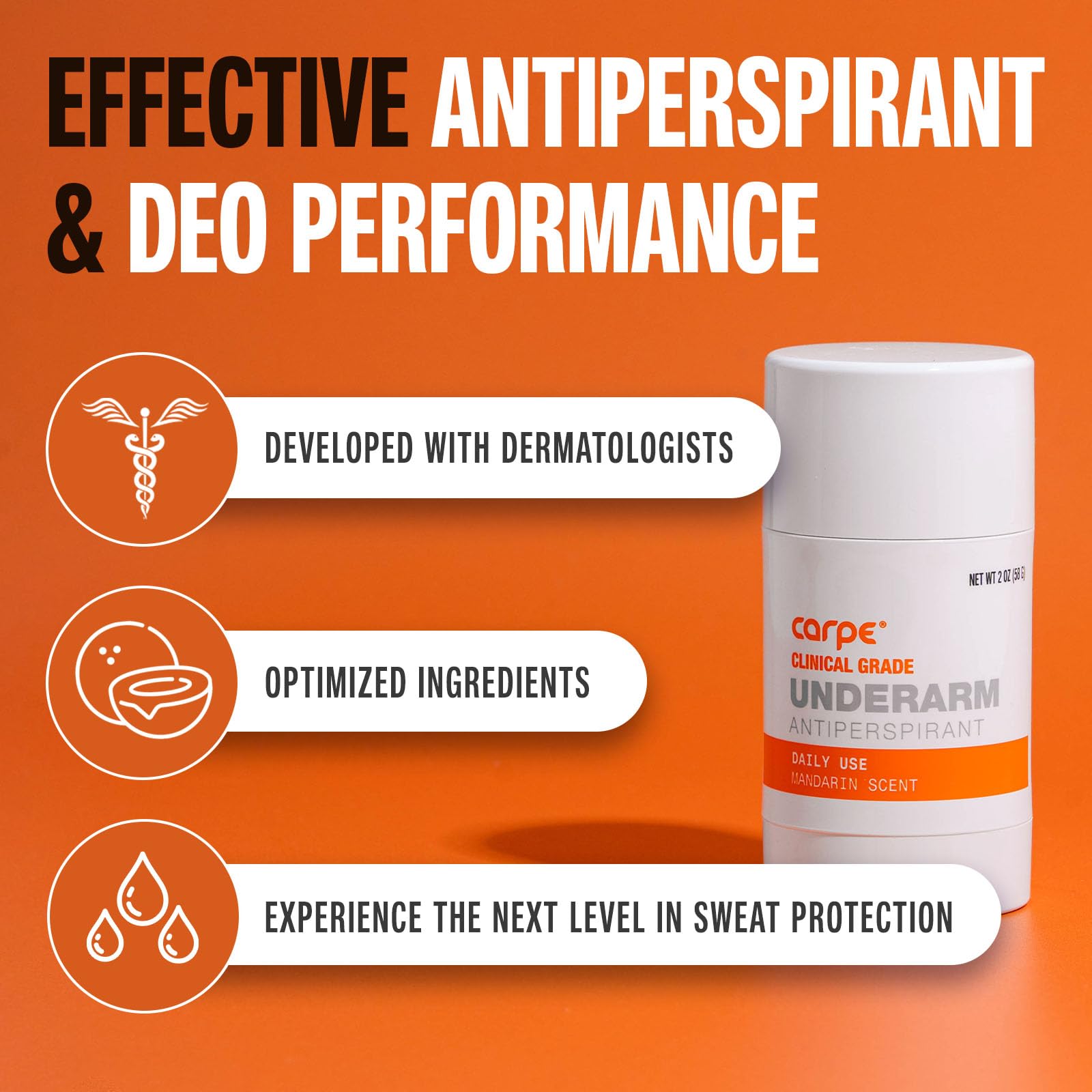 Carpe activated charcoal ingredients highlight natural sweat absorption for sensitive skin