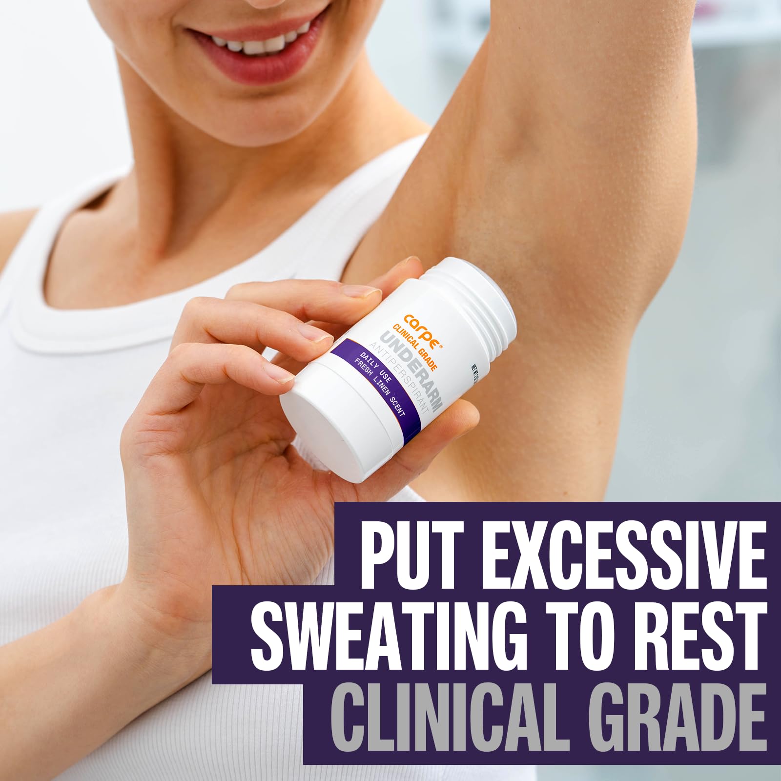 Carpe dermatologist-developed formula emphasizes skin-friendly sweat control.