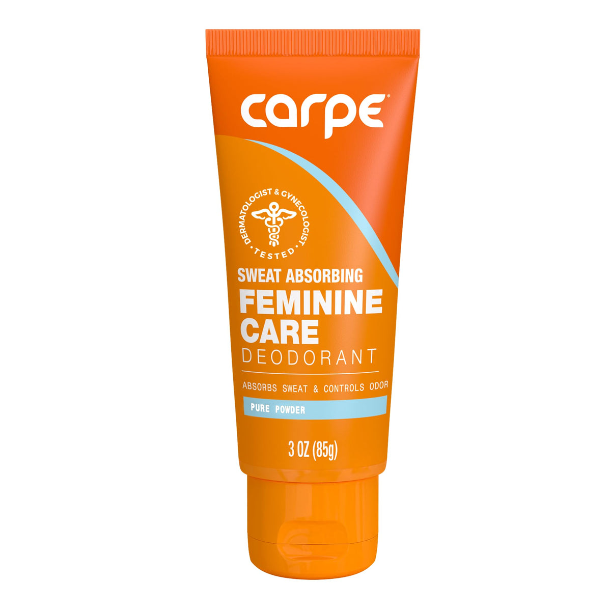 Carpe Feminine Care deodorant bottle front for fresh, pH-balanced care