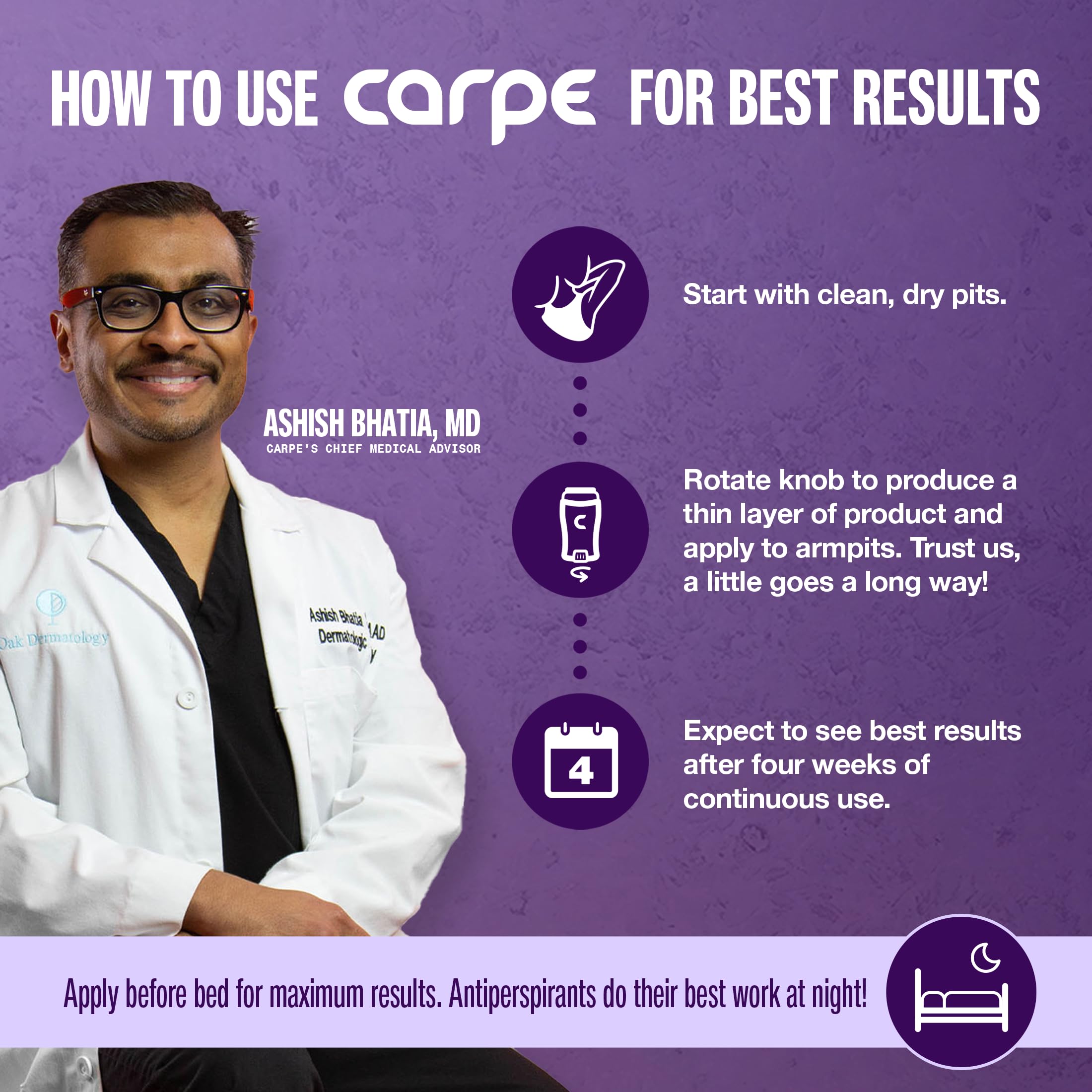Carpe morning-application routine image emphasizes consistency for best results.