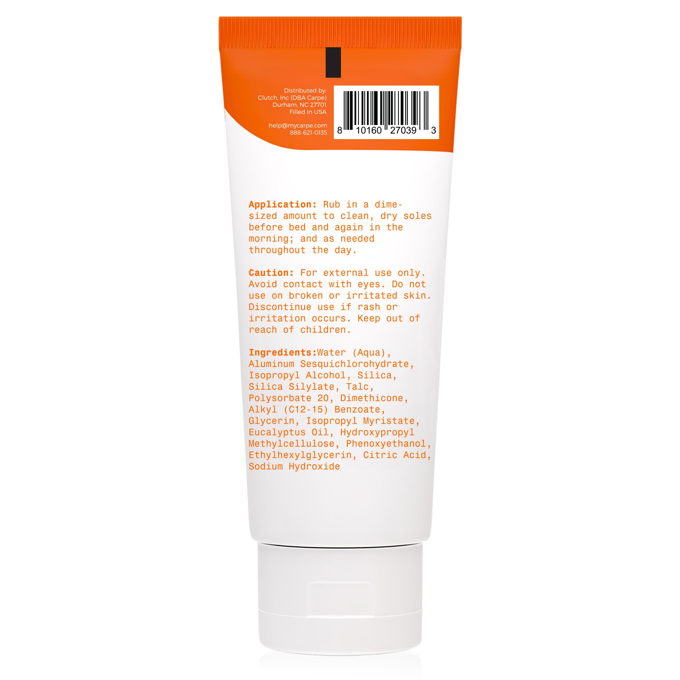 Carpe Sweat Absorbing Foot Lotion travel-ready tube shown in gym bag.