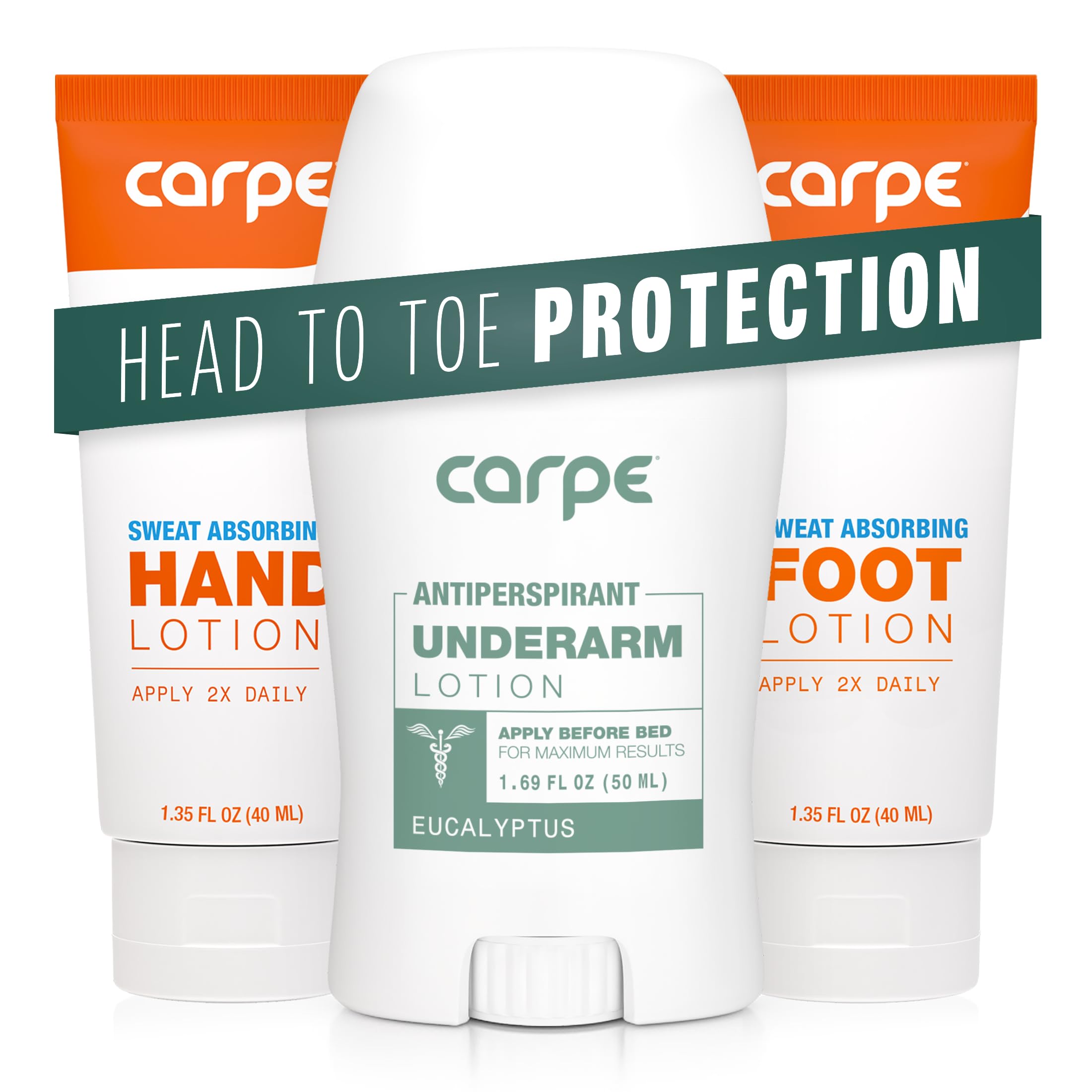 Carpe Sweat Absorbing Lotion underarm application shows quick dry moisture control for day to day wear